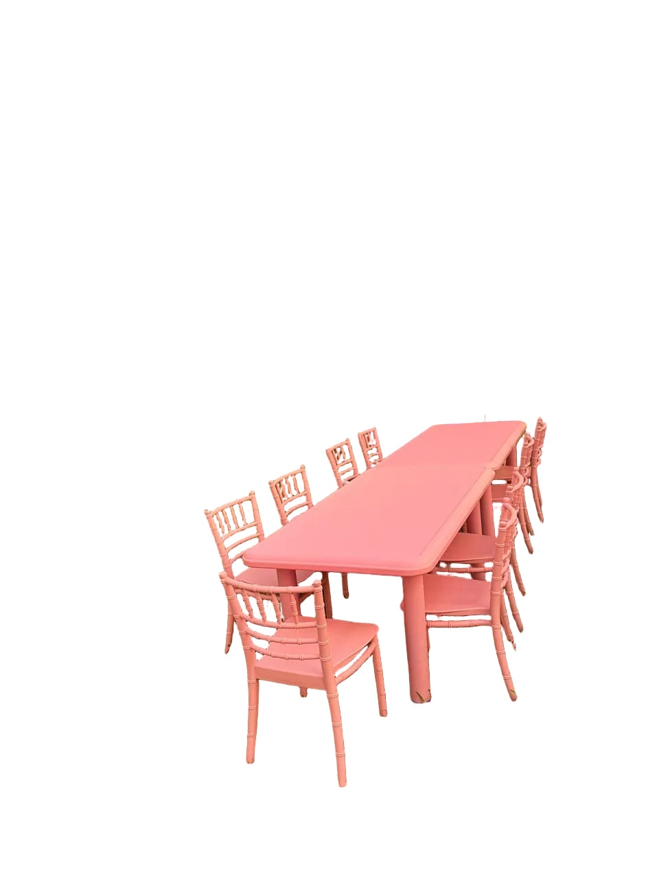 lot de 10 chaises roses + table
