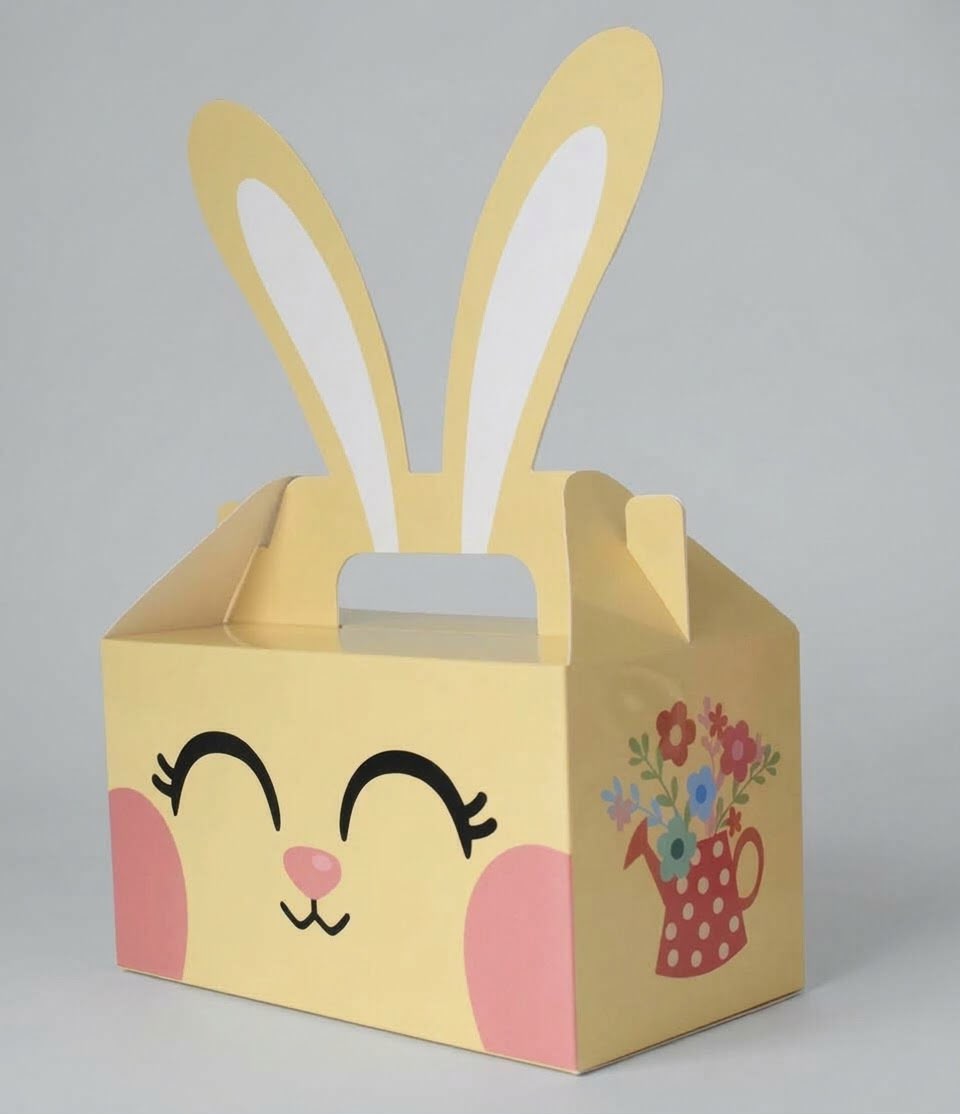 Boite cadeau en forme de lapin jaune