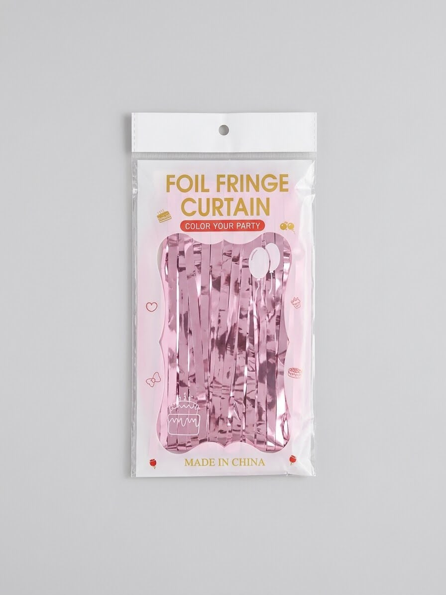 Rideaux a frange métallisé rose