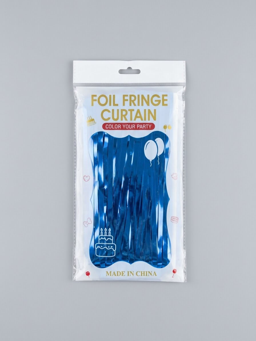 rideaux a frange métallisé bleu