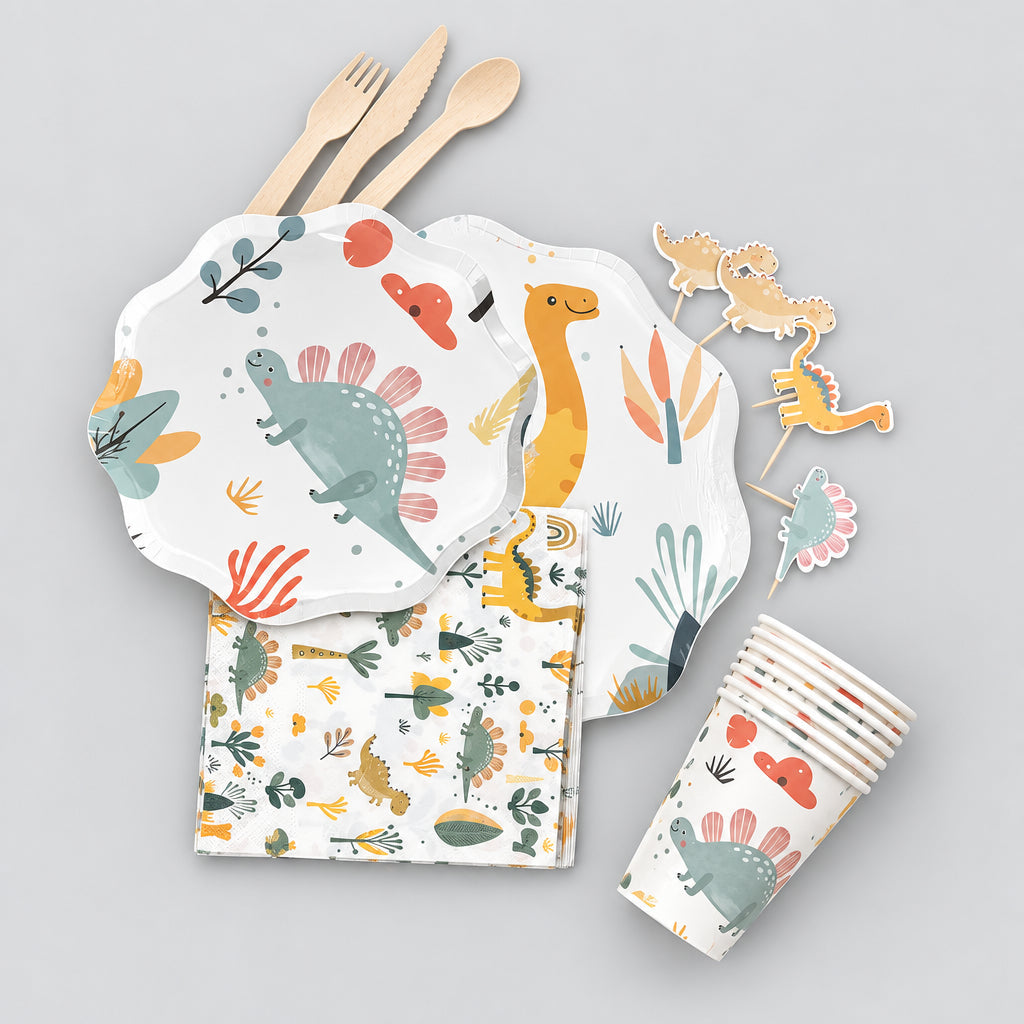 Kit vaisselle dino blanc