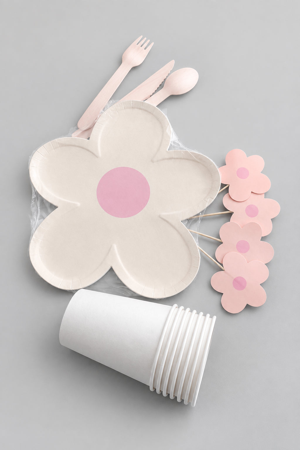 Kit vaisselle souris floral beige