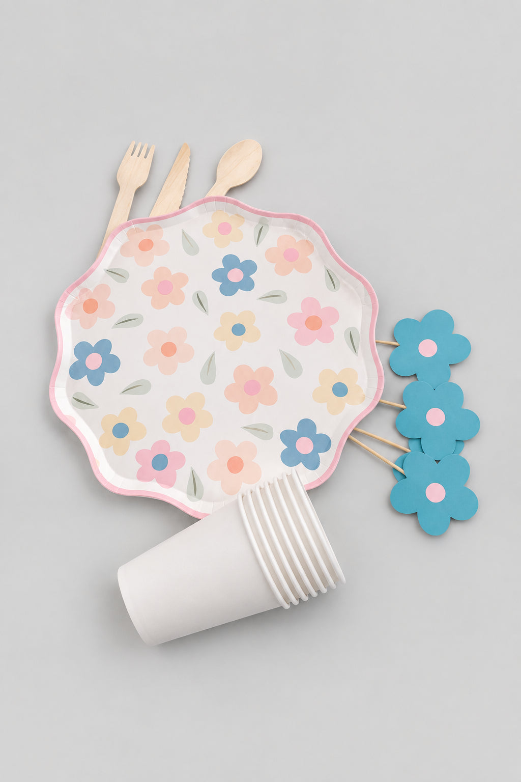 Kit vaisselle souris fleural style groovy