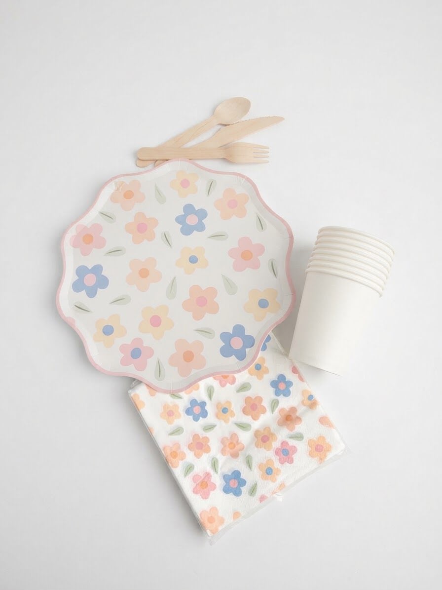 Kit vaisselle souris fleuri