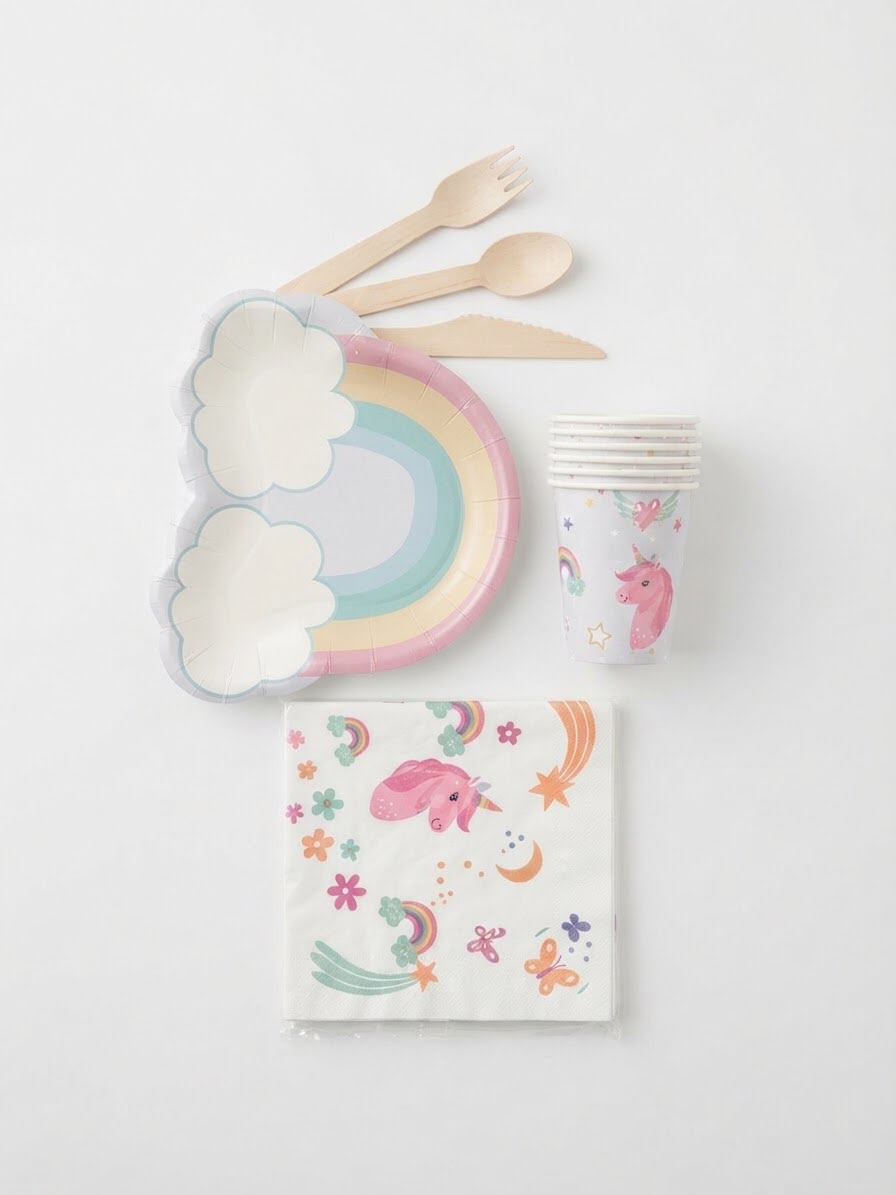 Kit vaisselle assiettes royaume enchanté licorne