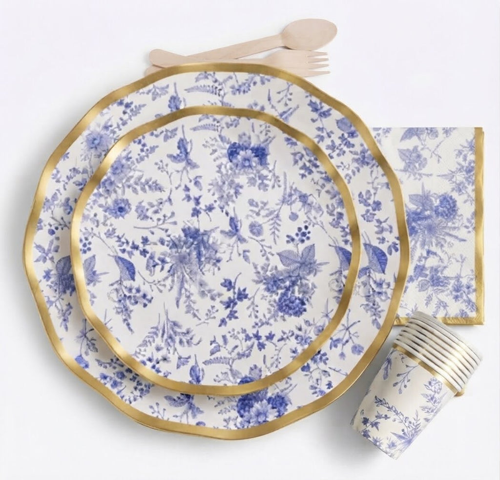 Kit vaisselle jardin d'hiver bleu